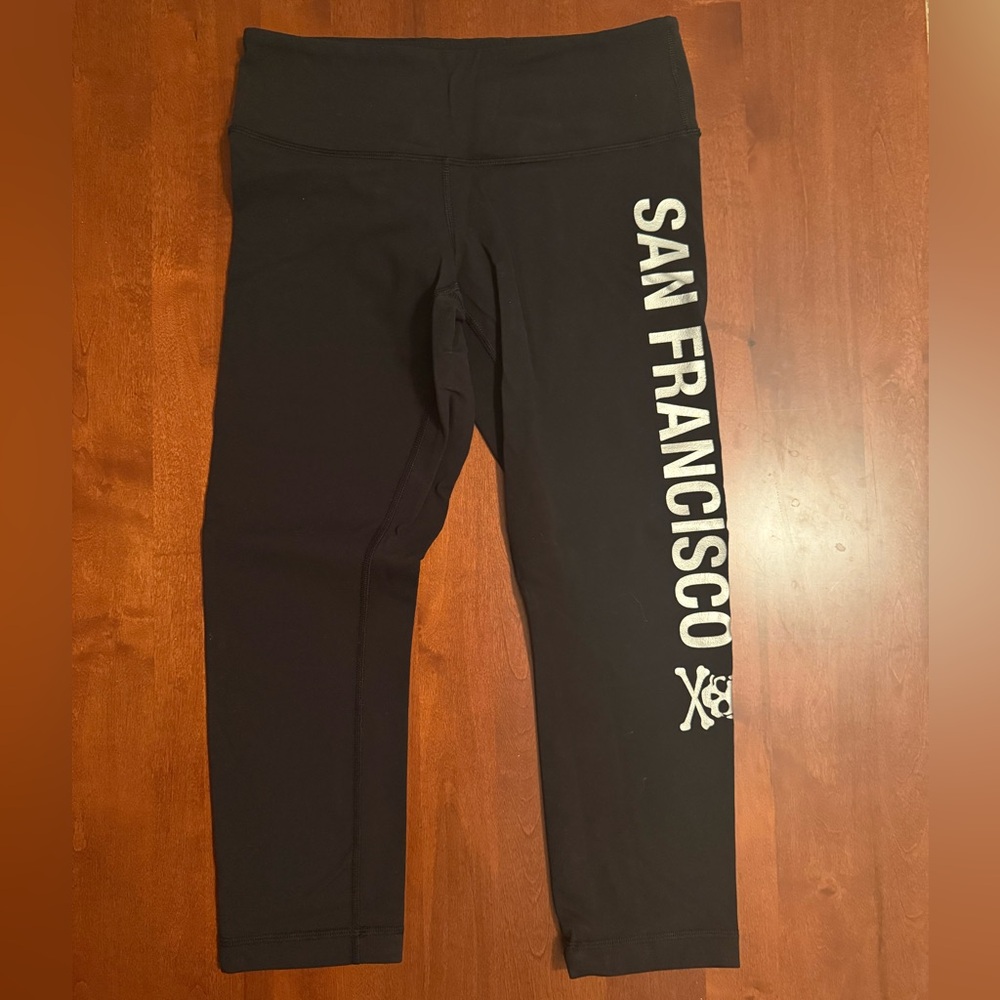 Lululemon x Soulcycle San Francisco crop leggings size 6 EUC black silver